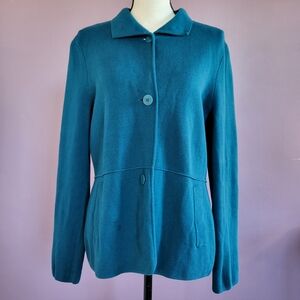 Talbots Teal Button-Up Cardigan